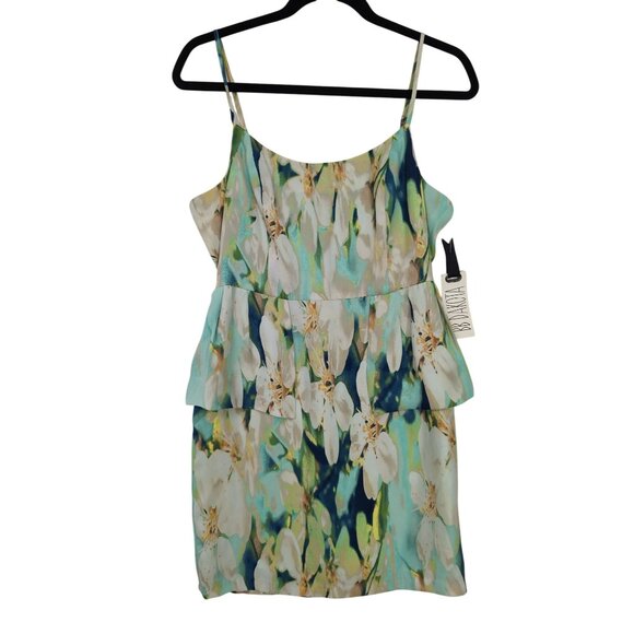 BB Dakota Dress Womens 6 Mint Floral Debralyn Sheath Mini Satin Special Occasion - Picture 3 of 15